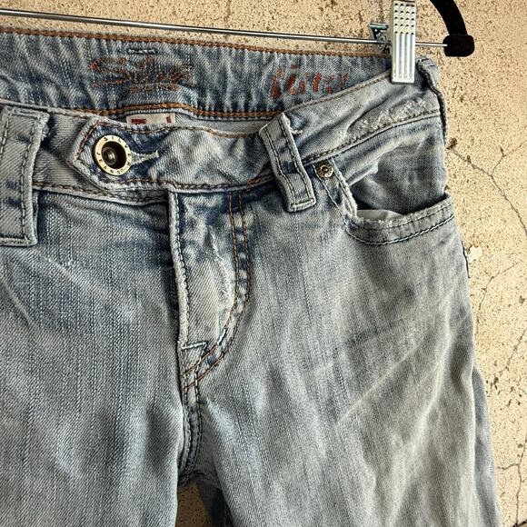 Y2K Low Rise Bootcut Jeans Silver Womens W29 L32 Light Wash Denim Flare Leg Jean - Picture 1 of 6